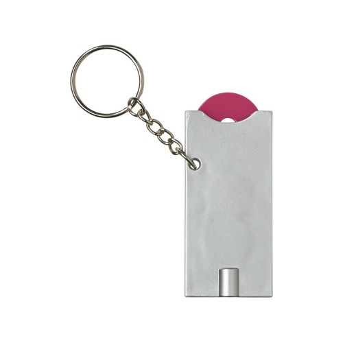 Брелок-держатель для монет "Allegro" с фонариком, фуксия/серебристый