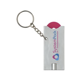 Брелок-держатель для монет "Allegro" с фонариком, фуксия/серебристый