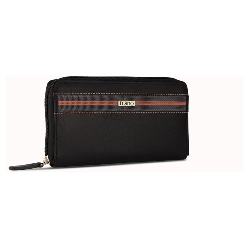 Кошелек Mano "Don Leonardo", с RFID защитой, натуральная кожа в черном цвете, 19 х 2 х 10,5 см