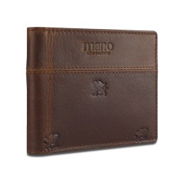Портмоне Mano "Don Leon", натуральная кожа в коричневом цвете, 11 х 8,6 см