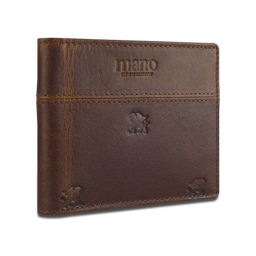 Портмоне Mano "Don Leon", натуральная кожа в коричневом цвете, 11 х 8,6 см