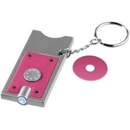 Брелок-держатель для монет "Allegro" с фонариком, фуксия/серебристый