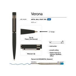 Ручка шариковая автоматическая BrunoVisconti "VERONA" цвет корпуса черный, soft-touch, 1 мм, синяя