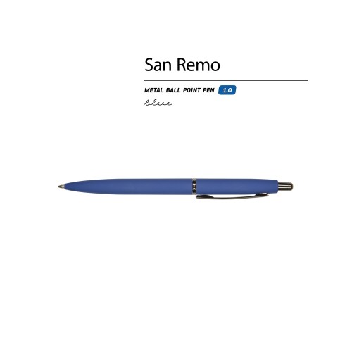 Ручка металлическая шариковая "San Remo", софт-тач, 1.0 мм, синий