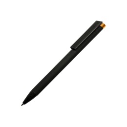 Ручка металлическая шариковая "Taper Metal" софт-тач с цветным зеркальным слоем, черный с оранжевым