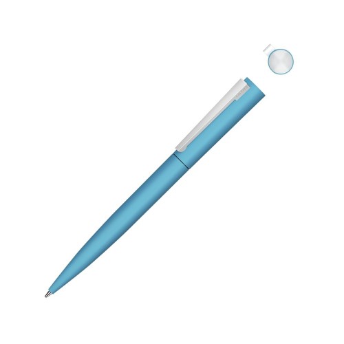 Металлическая шариковая ручка soft touch "Brush gum", голубой