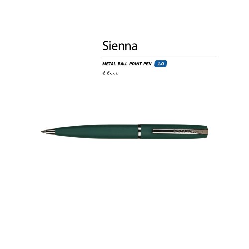 Ручка "Sienna" шариковая  автоматическая, зеленый металлический корпус soft-touch, 1.0 мм, синяя