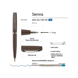 Ручка "Sienna" шариковая  автоматическая, коричневый металлический корпус soft-touch, 1.0 мм, синяя