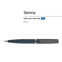 Ручка "Sienna" шариковая  автоматическая, синий металлический корпус soft-touch, 1.0 мм, синяя