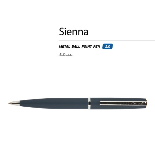 Ручка "Sienna" шариковая  автоматическая, синий металлический корпус soft-touch, 1.0 мм, синяя