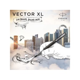 Ручка-роллер Parker Vector XL Black CT, стержень: F, цвет чернил:black, в подарочной упаковке