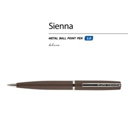 Ручка "Sienna" шариковая  автоматическая, коричневый металлический корпус soft-touch, 1.0 мм, синяя