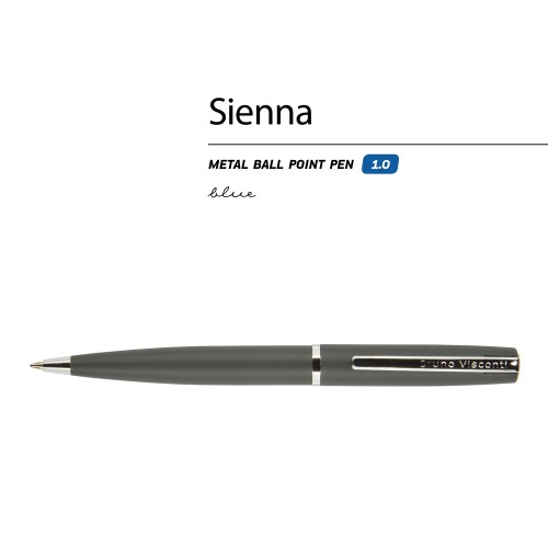 Ручка "Sienna" шариковая  автоматическая, серый металлический корпус soft-touch, 1.0 мм, синяя