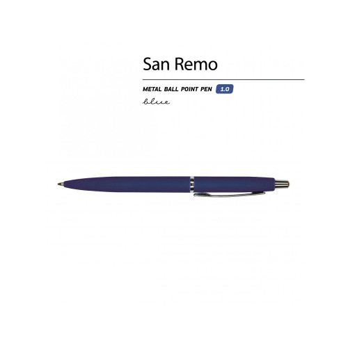 Ручка металлическая шариковая «San Remo», 1,0мм, синие чернила, ярко-синий