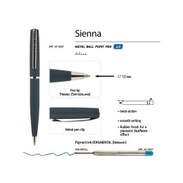 Ручка "Sienna" шариковая  автоматическая, синий металлический корпус soft-touch, 1.0 мм, синяя