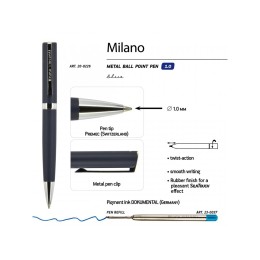 Ручка шариковая автоматическая BrunoVisconti® "MILANO" цвет корпуса синий, 1 мм