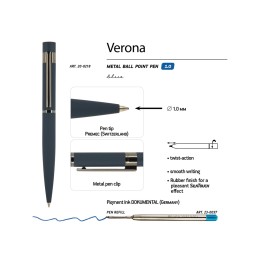Ручка шариковая автоматическая BrunoVisconti "VERONA" цвет корпуса синий, soft-touch, 1 мм, синяя