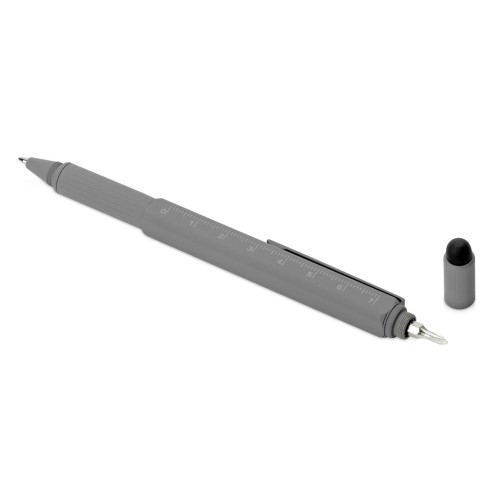 Ручка шариковая металлическая "Tool", серый. Встроенный уровень, мини отвертка, стилус
