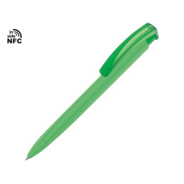 Ручка пластиковая шариковая трехгранная «Trinity K transparent Gum» soft-touch с чипом передачи инфо, зеленое яблоко