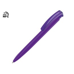 Ручка пластиковая шариковая трехгранная «Trinity K transparent Gum» soft-touch с чипом передачи инфо, фиолетовый
