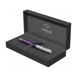 Шариковая ручка Parker Sonnet Essentials Violet SB Steel CT, цвет чернил black, перо: M, в подарочной упаковке.
