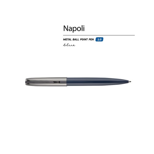 Ручка металлическая шариковая "Napoli", синий/вороненая сталь