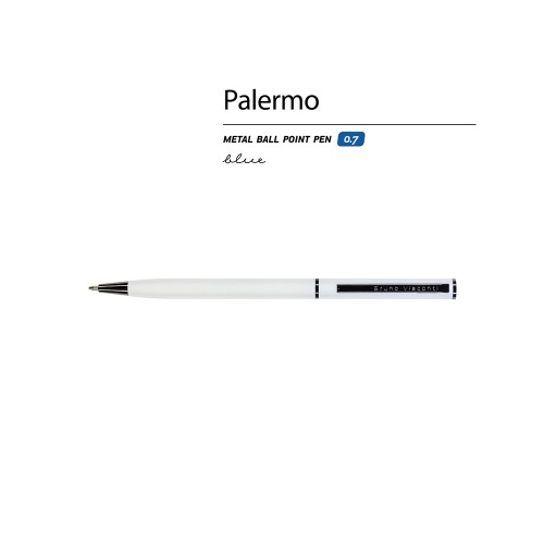 Ручка шариковая автоматическая BrunoVisconti® "PALERMO" цвет корпуса белый, soft-touch, 0.7 мм