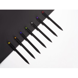 Ручка металлическая шариковая "Taper Metal" софт-тач с цветным зеркальным слоем, черный с желтым