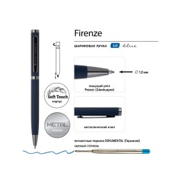 Ручка "Firenze" шариковая автоматическая софт-тач, синяя