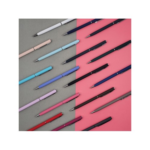 Ручка шариковая автоматическая BrunoVisconti® "PALERMO" цвет корпуса синий, soft-touch, 0.7 мм