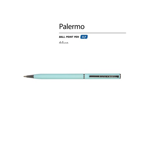 Ручка шариковая автоматическая BrunoVisconti® "PALERMO" цвет корпуса голубой, soft-touch, 0.7 мм