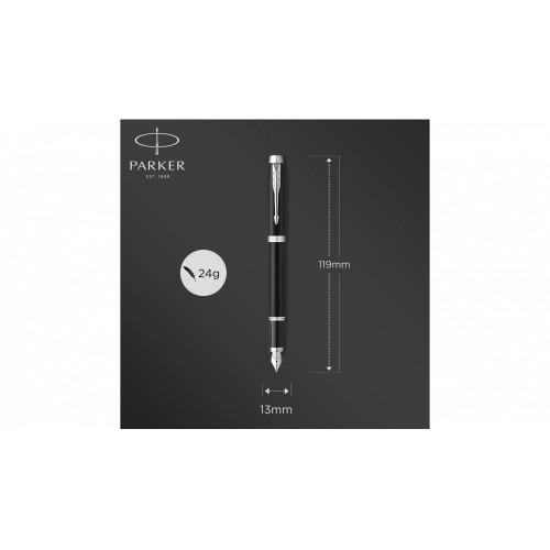 Перьевая ручка Parker IM Mat Black CT, перо: F, цвет чернил: blue, в подарочной упаковке.