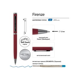 Ручка "Firenze" шариковая автоматическая софт-тач, красная