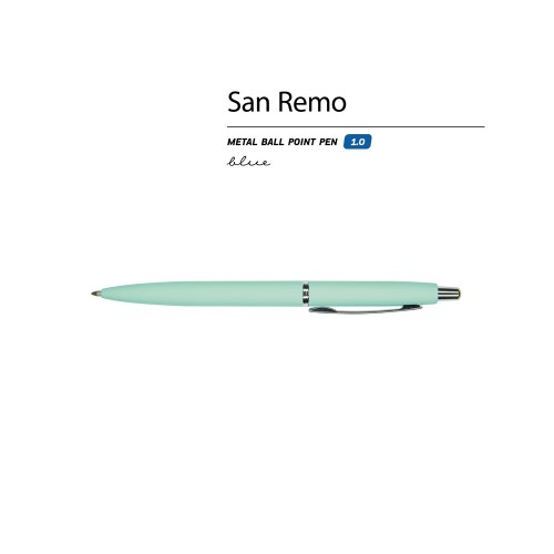 Ручка металлическая шариковая "San Remo", софт-тач, 1.0 мм, мятный