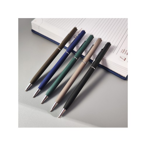 Ручка шариковая автоматическая BrunoVisconti® "PALERMO" цвет корпуса синий, soft-touch, 0.7 мм