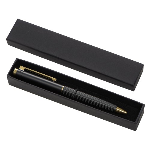 Шариковая металлическая ручка с золотистым слоем "Monarch Gold", черная