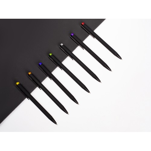 Ручка металлическая шариковая "Taper Metal" софт-тач с цветным зеркальным слоем, черный с серебристым