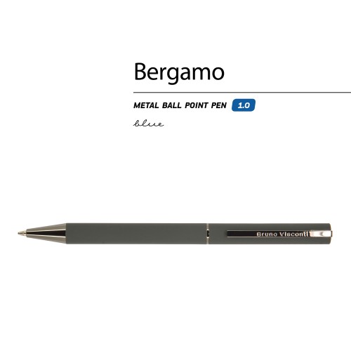 Ручка "Bergamo" шариковая автоматическая, серый металлический корпус, 0,7 мм, синяя