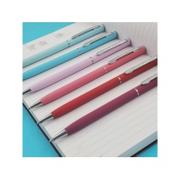 Ручка шариковая автоматическая BrunoVisconti® "PALERMO" цвет корпуса голубой, soft-touch, 0.7 мм