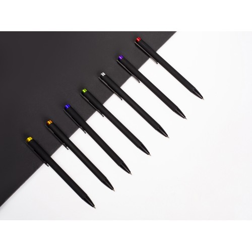 Ручка металлическая шариковая "Taper Metal" софт-тач с цветным зеркальным слоем, черный с зеленым яблоком