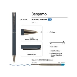 Ручка "Bergamo" шариковая автоматическая, синий металлический корпус, 0,7 мм, синяя