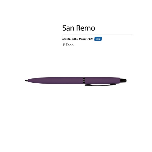 Ручка металлическая шариковая "San Remo", софт-тач, 1.0 мм, фиолетовый