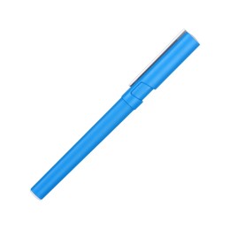 Ручка пластиковая шариковая трехгранная «Nook» с подставкой для телефона в колпачке, голубой/белый