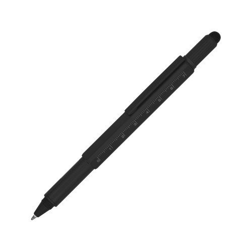 Ручка шариковая металлическая "Tool", черный. Встроенный уровень, мини отвертка, стилус