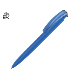 Ручка пластиковая шариковая трехгранная «Trinity K transparent Gum» soft-touch с чипом передачи инфо, синий