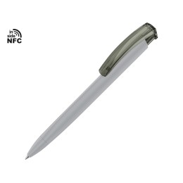 Ручка пластиковая шариковая трехгранная «Trinity K transparent Gum» soft-touch с чипом передачи инфо, серый