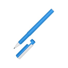 Ручка пластиковая шариковая трехгранная «Nook» с подставкой для телефона в колпачке, голубой/белый