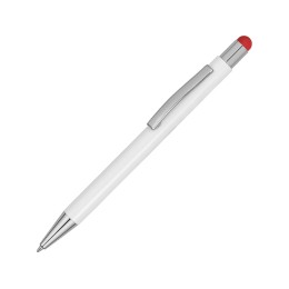 Ручка металлическая шариковая «Flowery» со стилусом и цветным зеркальным слоем, белый/красный
