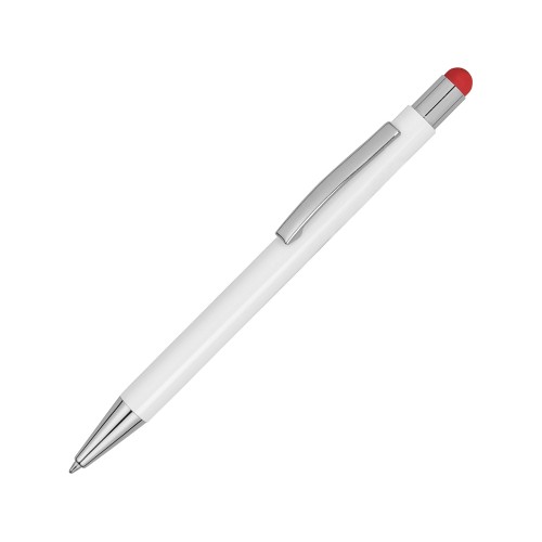 Ручка металлическая шариковая «Flowery» со стилусом и цветным зеркальным слоем, белый/красный