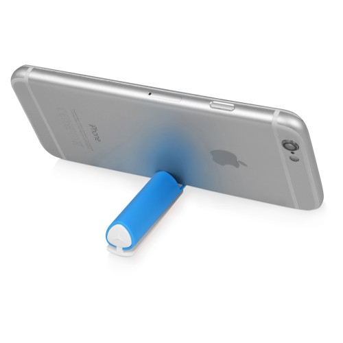 Ручка пластиковая шариковая трехгранная «Nook» с подставкой для телефона в колпачке, голубой/белый